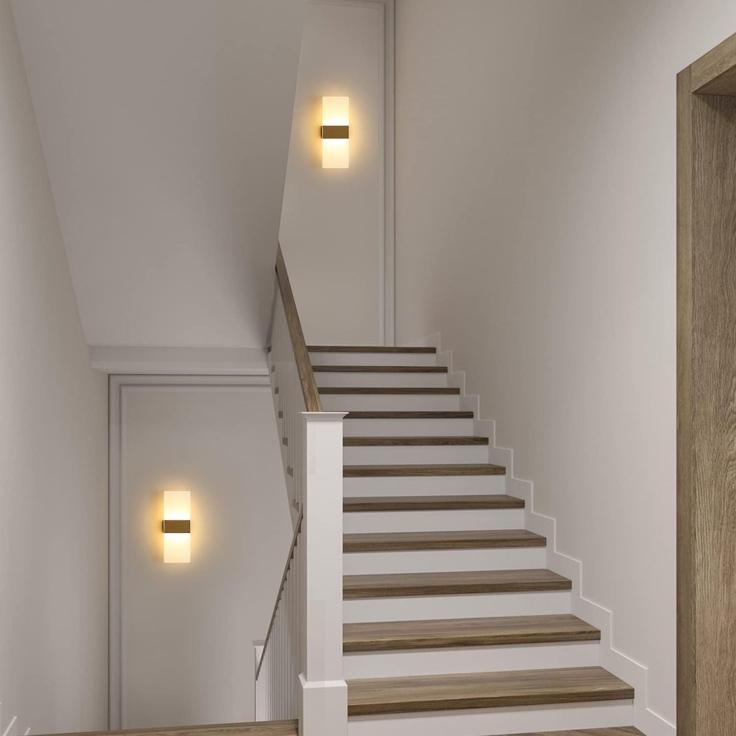 TEKHOME Applique da Muro LED 10W Bianco/Con Finitura in Rame, Rettangolare Moderno, 3000K-6500K, Lampada da Parete Interni, Soggiorno Camera da Letto Corridoio E37