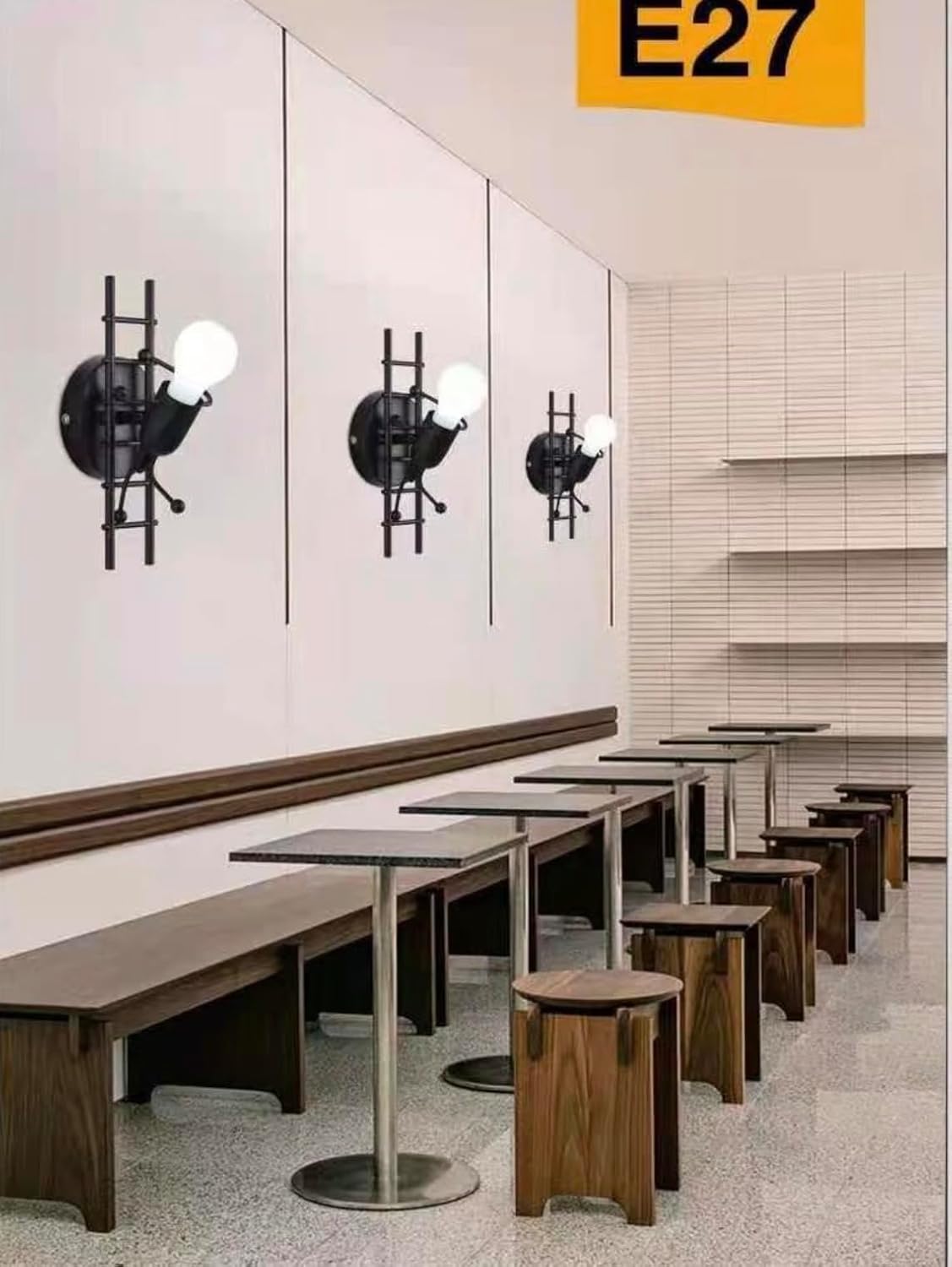 TEKHOME Applique da Muro Design Moderno 1XE27 in Metallo Nero/Bianco – Lampada da Parete Decorativa con Paralume a Gabbia, Ideale per Camera da Letto, Soggiorno, Corridoio AQ49