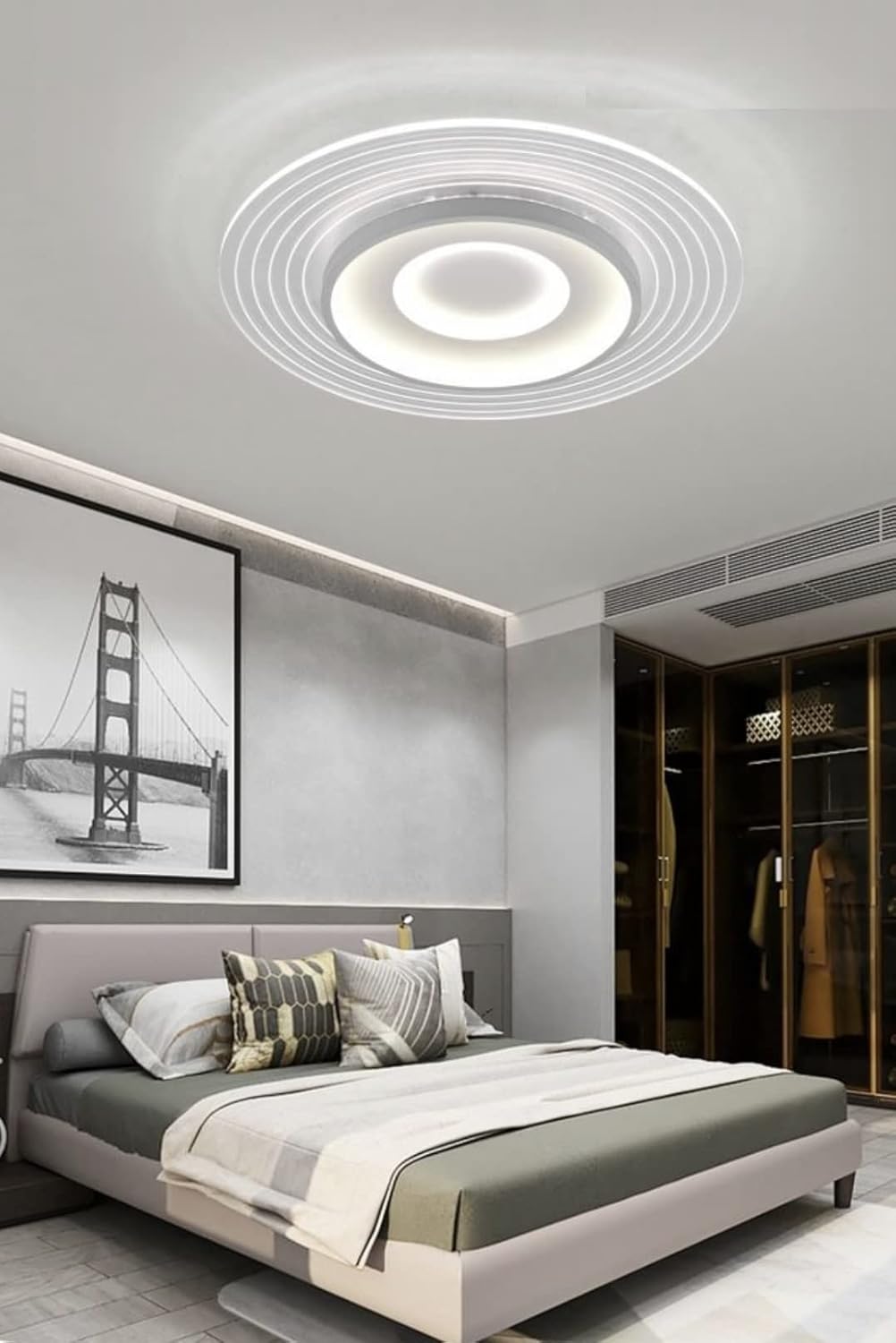 TEKHOME Plafoniera Lampadario da soffitto a led con Luci cerchio tonda Design Stile Moderno Lampada per Camera Cucina Salotto Locali Commerciali C40