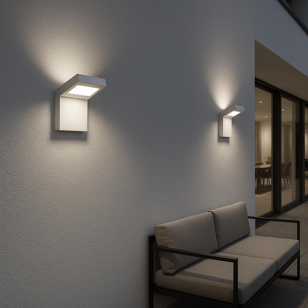 Applique LED da Esterno 10W IP54 4000K, Lampada da Parete Moderna in Alluminio e PC, Impermeabile per Facciata, Balcone e Giardino - Bianco/Grigio Scuro H160
