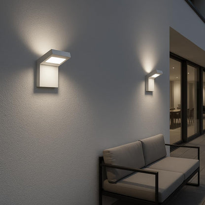Applique LED da Esterno 10W IP54 4000K, Lampada da Parete Moderna in Alluminio e PC, Impermeabile per Facciata, Balcone e Giardino - Bianco/Grigio Scuro H160
