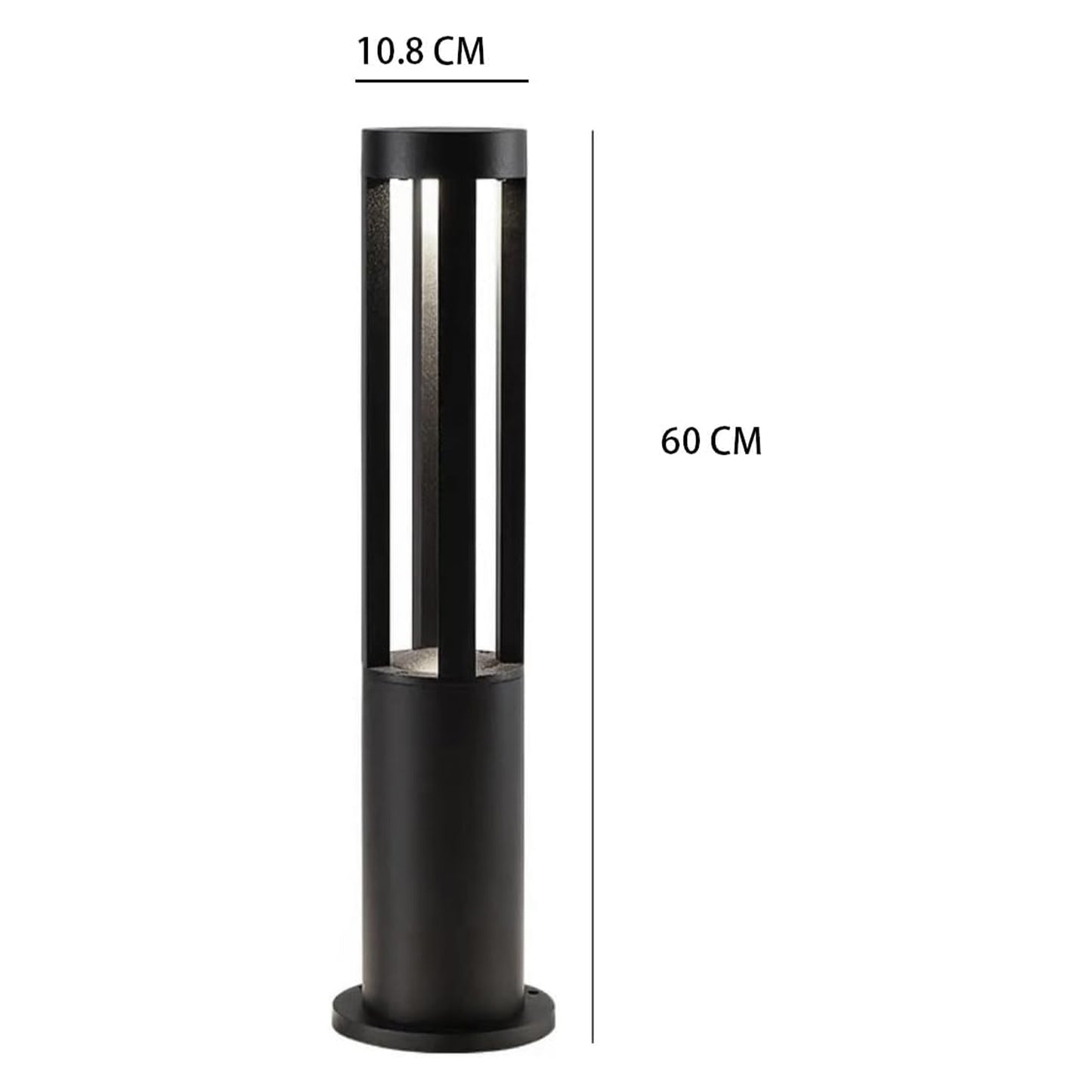 Lampada da giardino IP65 12W per esterno, bollard light in alluminio+vetro, 600lm, 3000K/4000K/6500K – Serie ES28