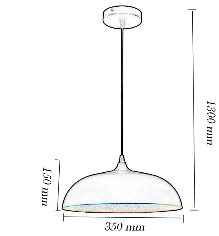 Lampadario a sospensione stile contemporaneo in metallo pendente a cupola attacco E27 luce tavolo cucina di colore nero o bianco Ø35 cm  B90