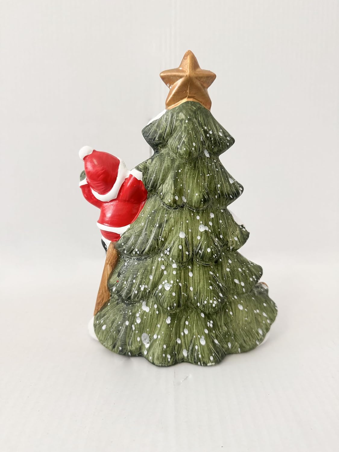 Decorazione Natalizia con Babbo Natale e Albero di Natale, Casetta Luminosa LED, Ornamento da Tavolo per Natale