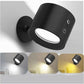 Applique LED da Muro 5W Ricaricabile USB, Lampada da Parete Moderna con 3 Colori (3000K-4500K-6500K), Rotonda in ABS, Bianco/Nero, per Camera da Letto Soggiorno Interni BD01