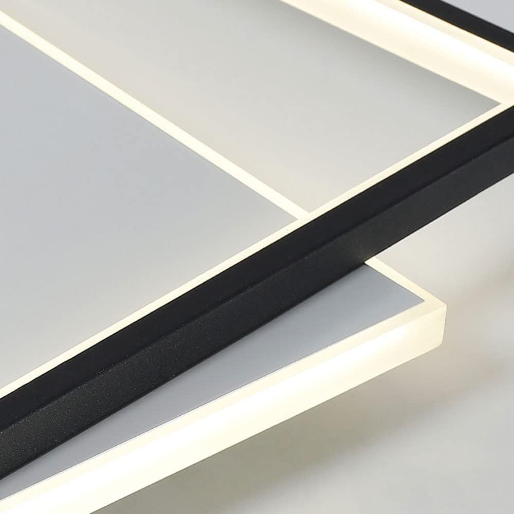 TEKHOME Lampada da soffitto LED 39W, 3120lm, 3 modalità colore, dimmerabile, design moderno a due quadrati sovrapposti, bianco e nero, interno, 445x530mm C57