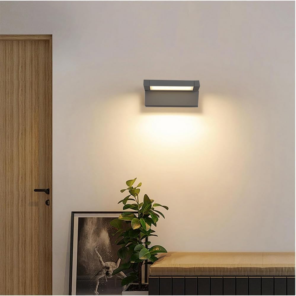 Applique LED da Esterno 21W IP65 CCT-Switch 3000K-4000K-6500K, Lampada da Parete Moderna in Alluminio e Vetro, Impermeabile per Facciata, Giardino e Balcone 472