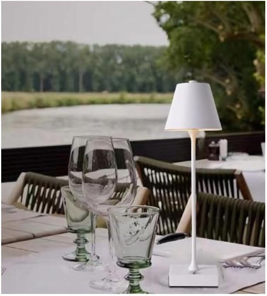 Lampada da Tavolo Ricaricabile LED  – Senza Fili, 3 Temperature di Colore, Dimmerabile Touch, USB, Moderna per Ristorante, Camera, Comodino D27-3C