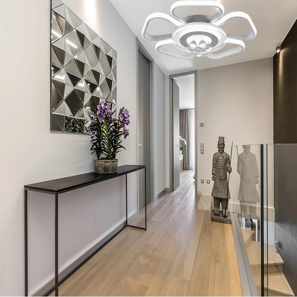 EKHOME Plafoniera led 50 watt a forma di fiore con pendenti in acrilico lampadario da soffitto lampada moderna bianca a luce fredda 6500k calda 3000k naturale 4000k C42