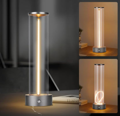 Lampada da Tavolo LED Ricaricabile 3W – Lume Senza Fili 2200K Luce Calda, Touch Control, USB, Design Moderno in Alluminio e Acrilico – Uso Interno D39