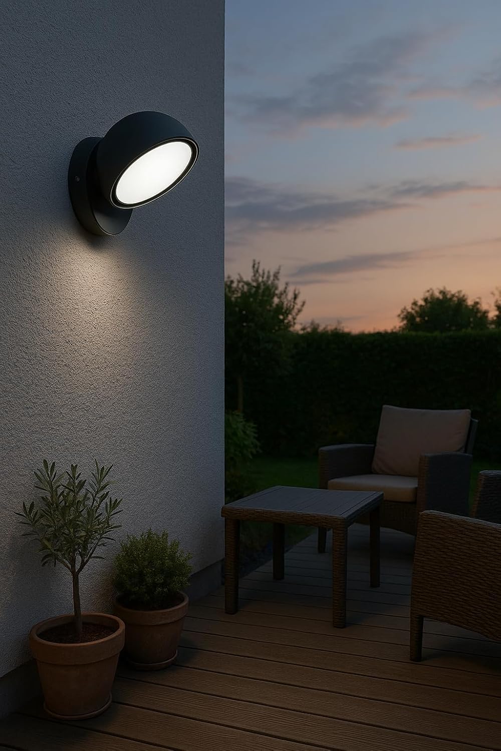 Applique LED da Esterno 12W IP54, Lampada da Parete Moderna Rotonda in Alluminio e Vetro, 720LM, Impermeabile per Facciata, Balcone e Giardino 570