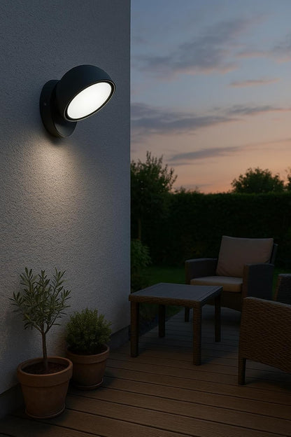 Applique LED da Esterno 12W IP54, Lampada da Parete Moderna Rotonda in Alluminio e Vetro, 720LM, Impermeabile per Facciata, Balcone e Giardino 570