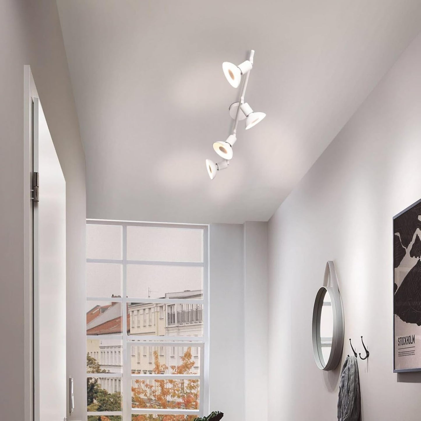 TEKHOME Faretta 4 Luci GU10, Plafoniera a Soffitto con 4 Teste Orientabili, 220-240V, Bianco, Ø405mm, Materiale Metallo, per Interni (Lampadine Non Incluse) C72-B4