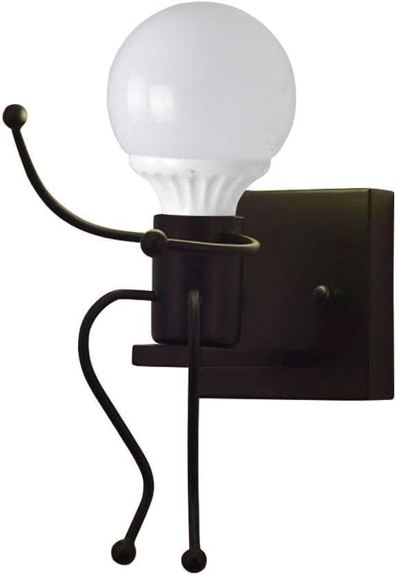 TEKHOME Applique da Muro Design Creativo con Figura Umana, E27 1x60W, Metallo Bianco/Nero, Lampada da Parete Moderna per Camera da Letto Soggiorno Corridoio AQ51