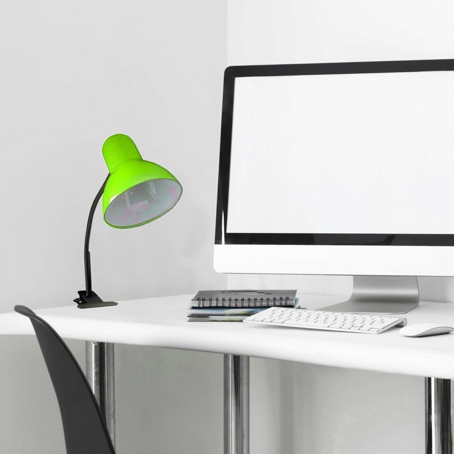 Lampada da Tavolo con Pinza – Attacco E27, Braccio Flessibile 40 cm, Metallo, Luce Direzionabile, Max 60W – Studio, Scrivania, Cameretta D21