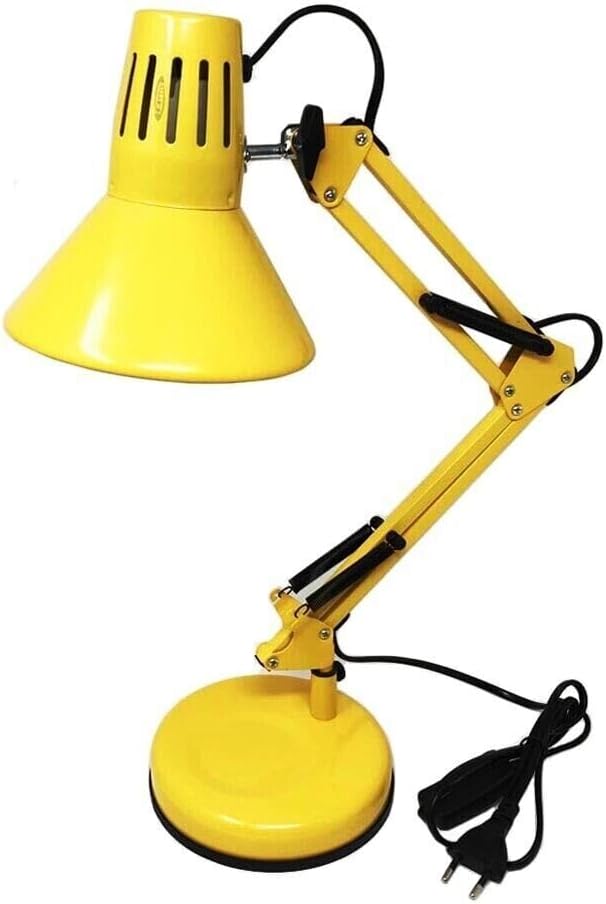 Lampada da Scrivania Orientabile E27 in Metallo – Lampada da Tavolo Moderna con Braccio Regolabile, Base Stabile, per Studio, Ufficio, Cameretta D11
