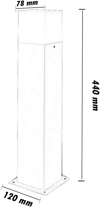 Lampione da Giardino Esterno IP44 con Attacco E27, Palo Luce da Esterno in Alluminio, Colonna Luminosa per Giardino, Vialetto, Terrazza – 440mm-B440