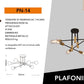Plafoniera Moderna a Soffitto E27, Lampadario 6 Luci in Metallo Nero e Ottone, Stile Industriale per Soggiorno Cucina Camera da Letto – Attacco E27 (Lampadina Non Inclusa) PN-14