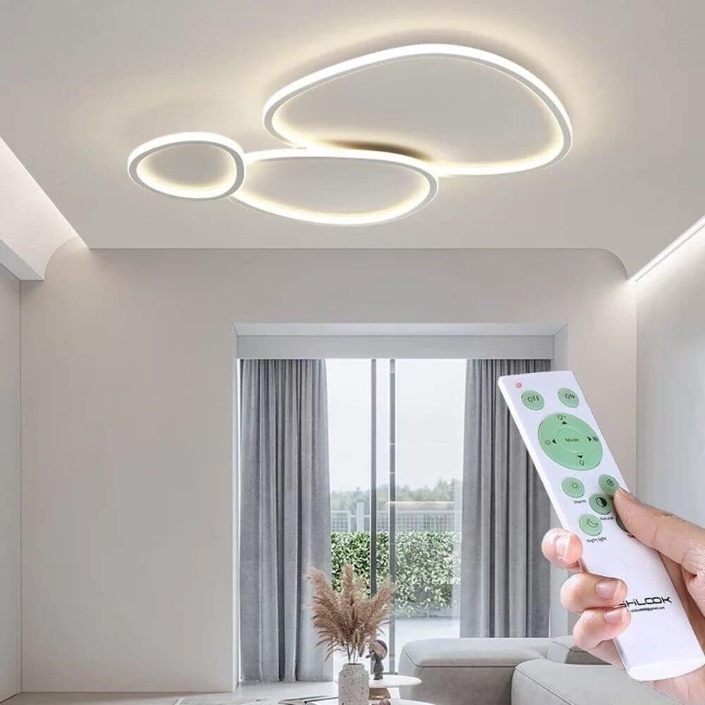 TEKHOME Plafoniera a led moderna a soffitto con telecomando e app per selezionare colore della luce e luminosità lampada adatta per camera da letto salone soggiorno cucina locali 100W PN-23