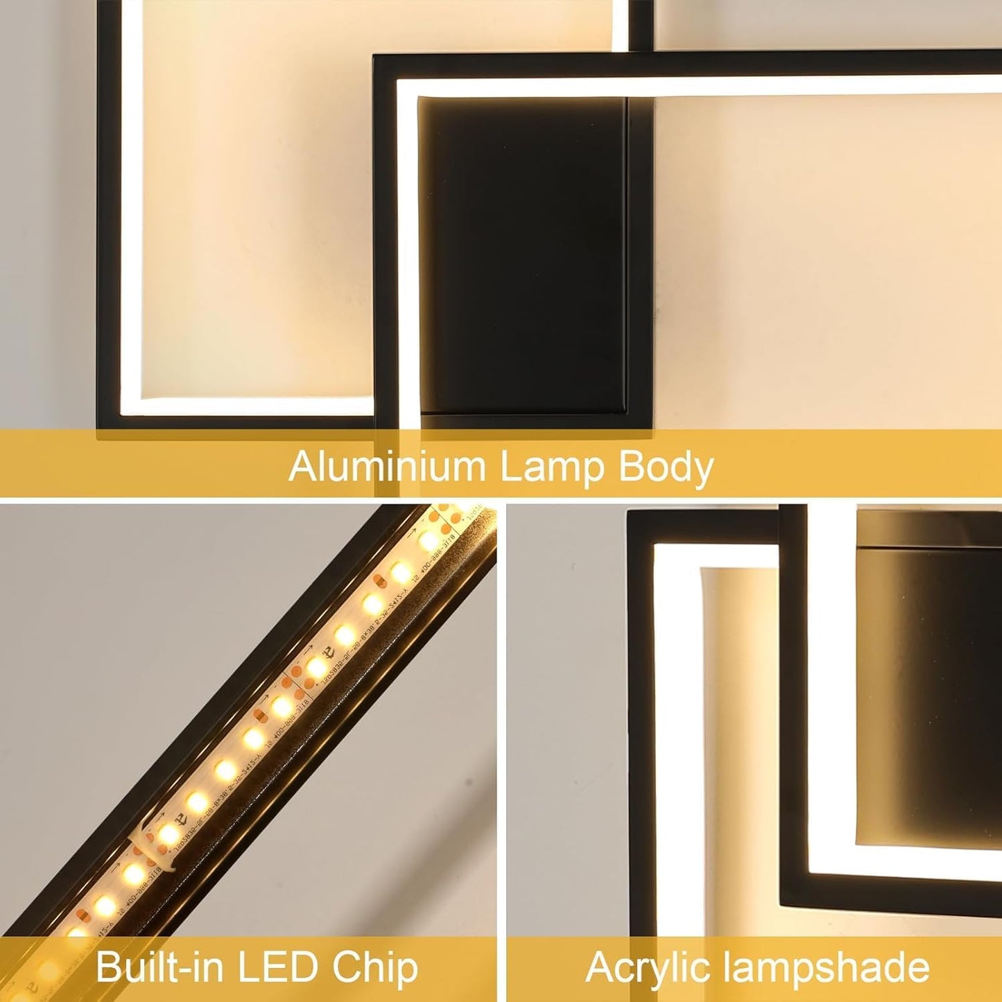 Applique LED Moderna 24W da Parete, CCT Switch 3000K/4000K/6500K, Lampada da Muro Design Geometrico per Soggiorno Camera Corridoio, IP20 – Serie AQ34