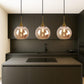 TEKHOME Lampadario a sospensione decorativa in metallo con sfera in vetro attacco E27 lampada contemporanea (Argento/Oro) A72