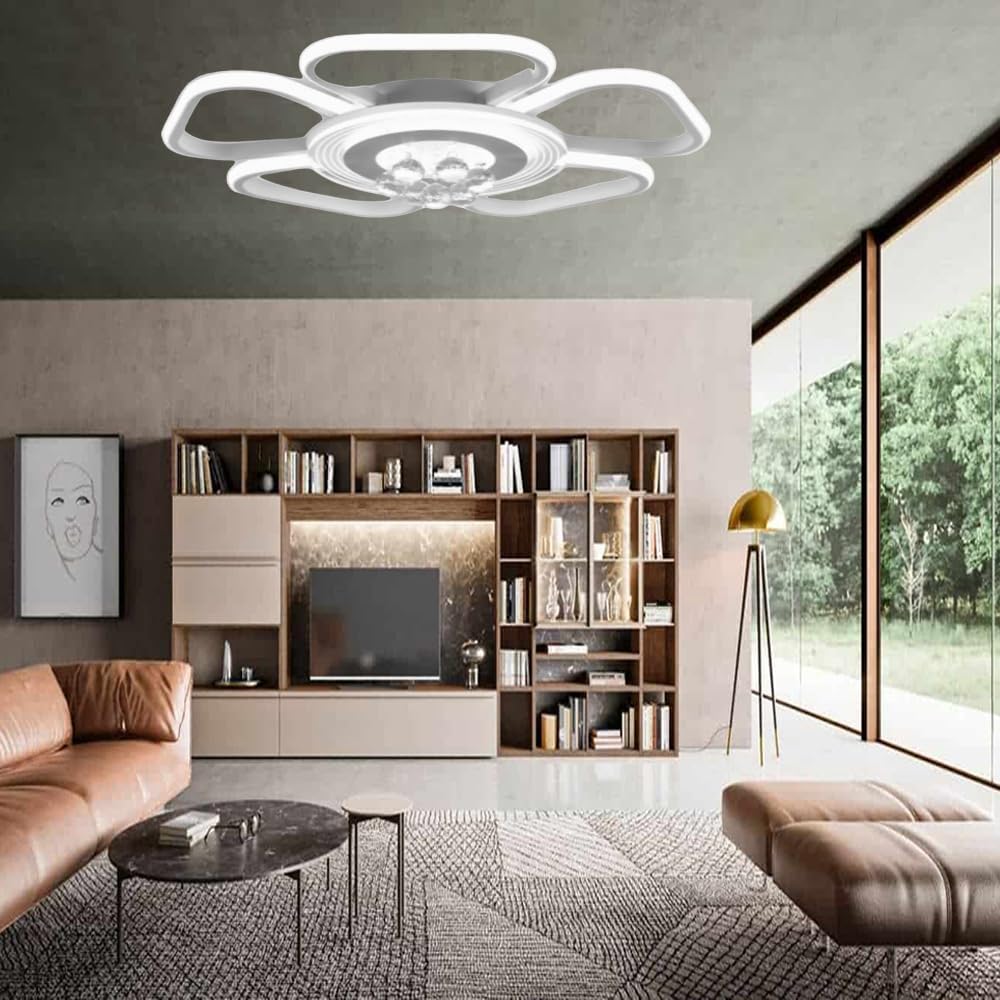 EKHOME Plafoniera led 50 watt a forma di fiore con pendenti in acrilico lampadario da soffitto lampada moderna bianca a luce fredda 6500k calda 3000k naturale 4000k C42