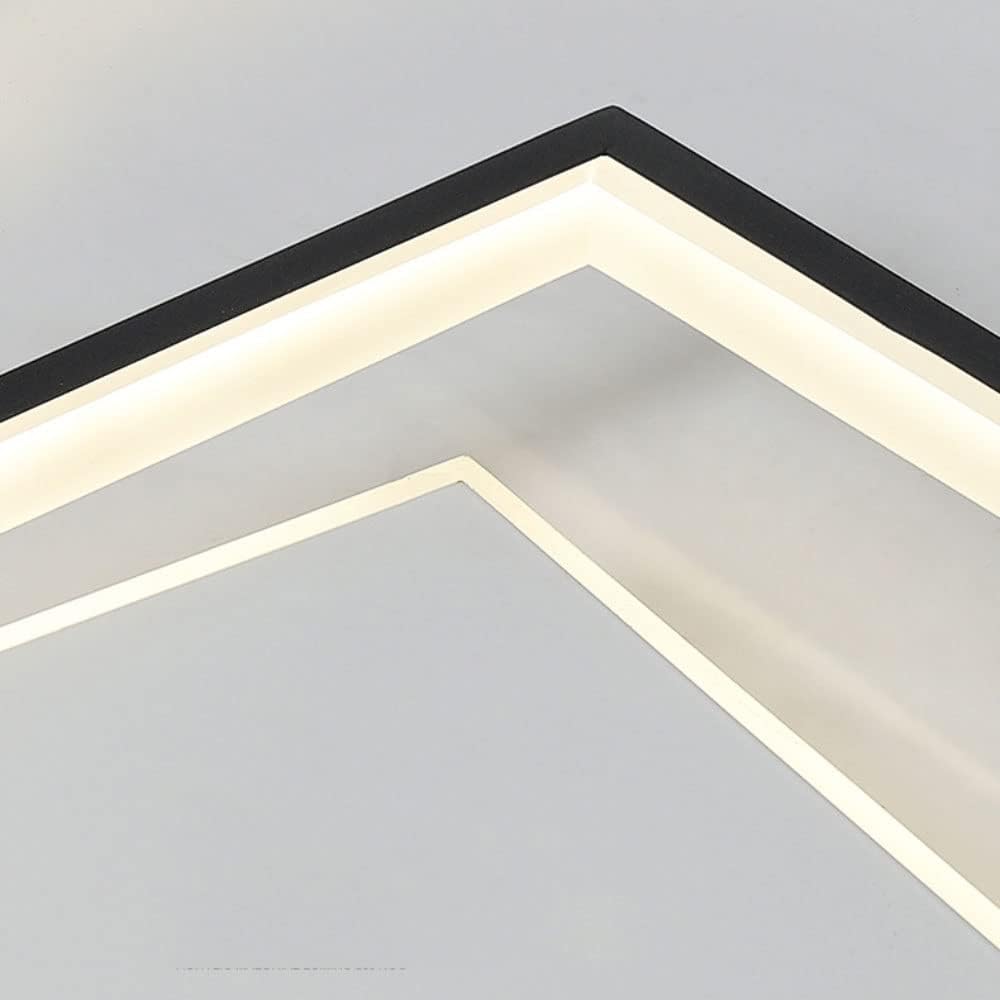 TEKHOME Lampada da soffitto LED 39W, 3120lm, 3 modalità colore, dimmerabile, design moderno a due quadrati sovrapposti, bianco e nero, interno, 445x530mm C57
