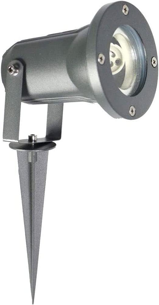 Faretto da Giardino con Picchetto GU10 IP65 60W, Lampada da Terra per Esterni in Alluminio, Orientabile, per Giardino, Vialetto, Terrazza – Nero/Grigio/Bianco ES12