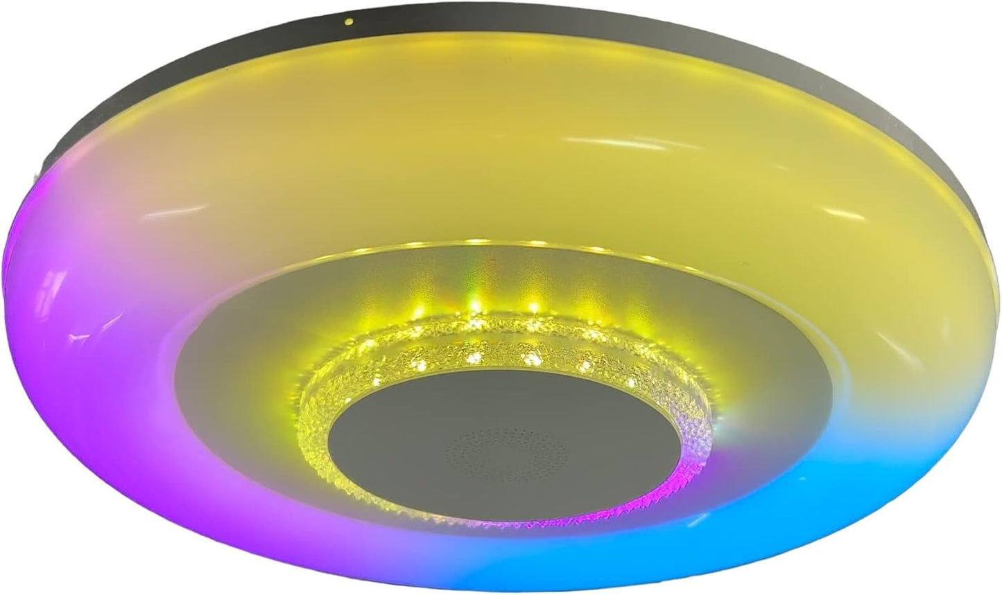 TEKHOME Plafoniera LED Smart, 9W RGB + 9W Bianco (3000K-6500K), Dimmerabile con APP e Telecomando, Contrololo Bluetooth, Luce Colorata per Interni, IP20, Ø485mm, Bianco C44-RGB-O