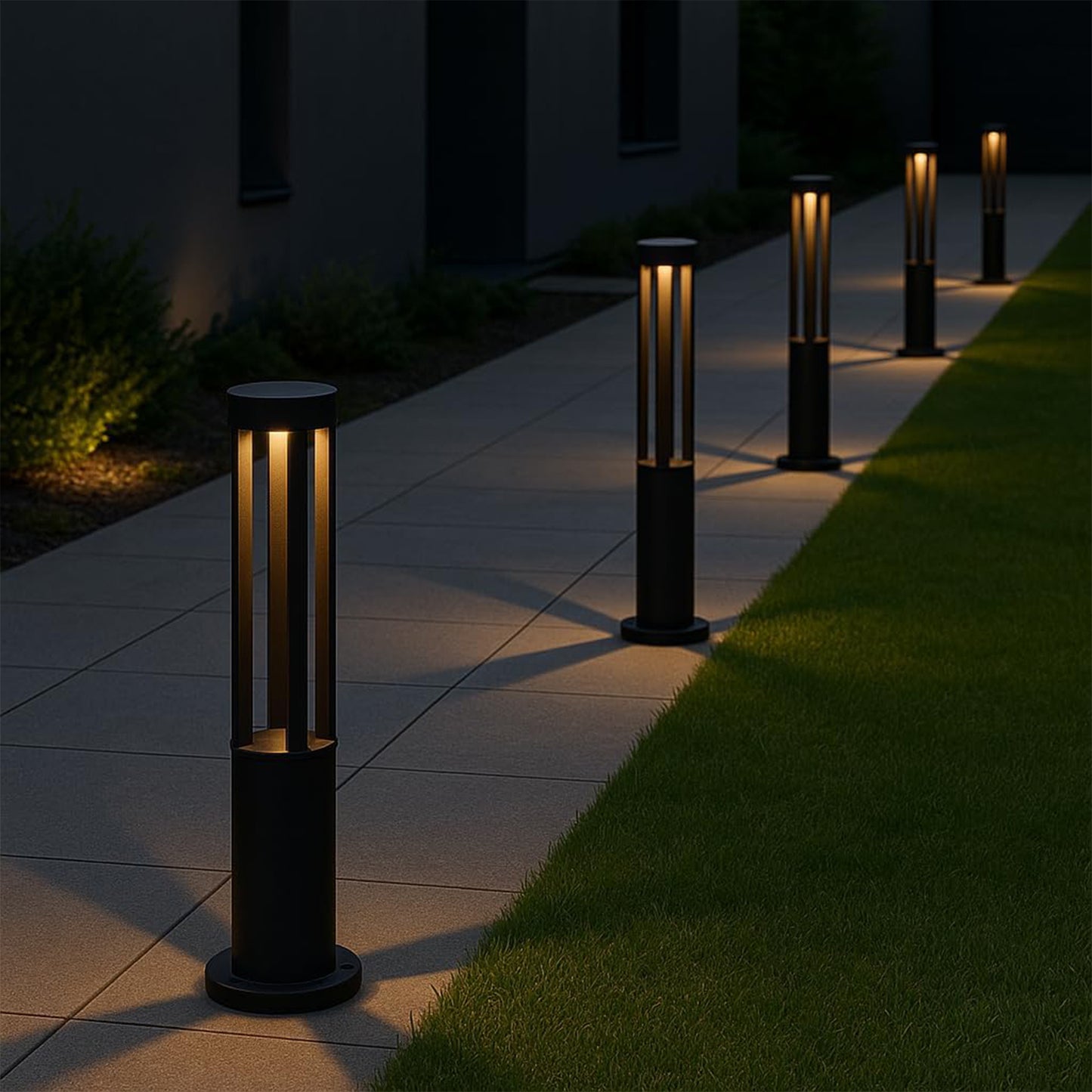 Lampada da giardino IP65 12W per esterno, bollard light in alluminio+vetro, 600lm, 3000K/4000K/6500K – Serie ES28