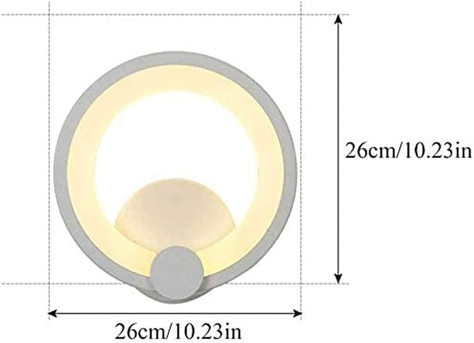 TEKHOME Applique da Parete LED Moderna 9W, Lampada da Parete Bianca Design Rotondo, Luce Calda 3000K / Naturale 4000K / Fredda 6500K, 450LM, per Camera da Letto, Soggiorno e Corridoio E27