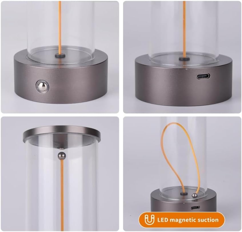 Lampada da Tavolo LED Ricaricabile 3W – Lume Senza Fili 2200K Luce Calda, Touch Control, USB, Design Moderno in Alluminio e Acrilico – Uso Interno D39