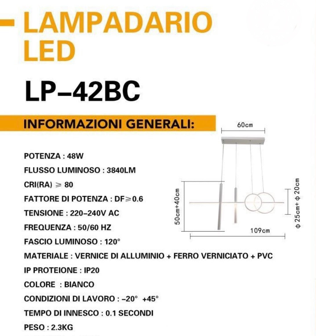 Lampadario a Sospensione LED Lunaris 48W LP-42