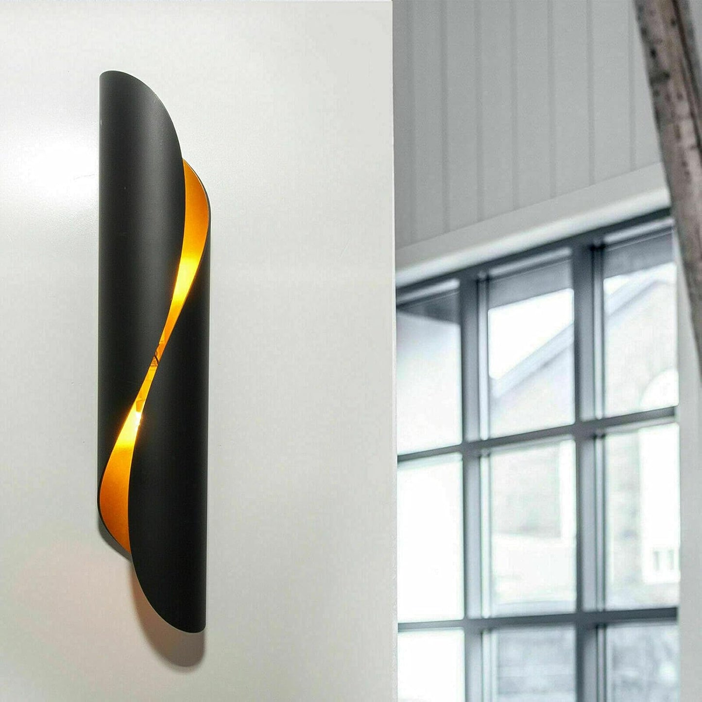 TEKHOME Applique da Parete Moderna 2×G9, Lampada da Muro Design Nero e Dorato, Senza Lampadina Inclusa, in Alluminio e Ceramica, per Camera da Letto, Soggiorno e Corridoio E31-N