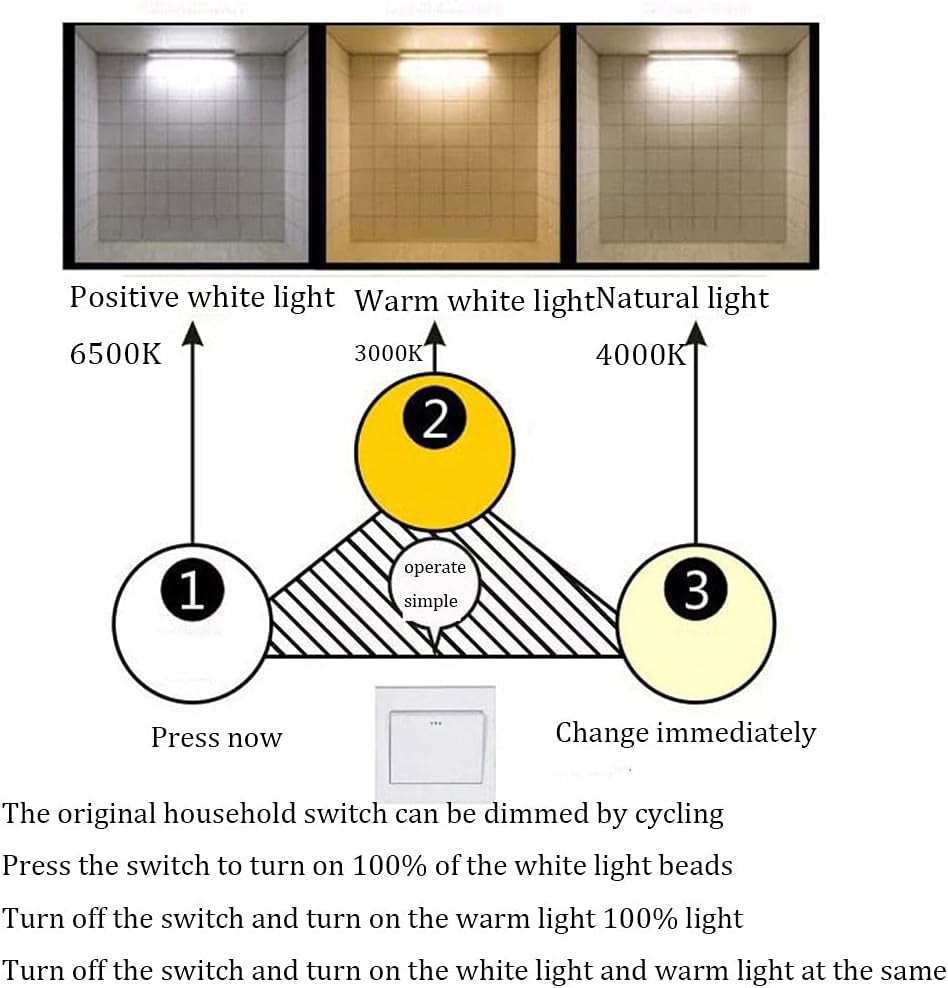 TEKHOME Lampada da soffitto LED 39W, 3120lm, 3 modalità colore, dimmerabile, design moderno a due quadrati sovrapposti, bianco e nero, interno, 445x530mm C57
