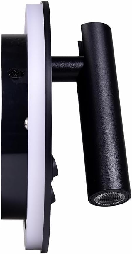 Applique da Muro LED 8W 3000K, Orientabile Rotonda, Bianco/Nero, Moderno Design per Camera da Letto, Corridoio, Soggiorno, Lampada da Parete Interno MR-01