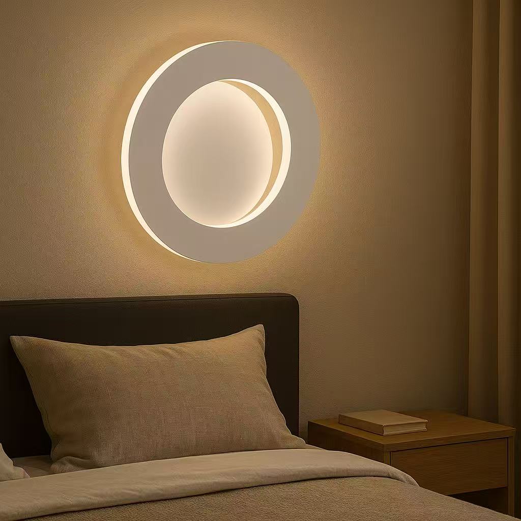 TEKHOME Applique LED da Parete 15W Rotonda Moderna 3 Colori 3000K-6500K Bianca, Lampada da Muro Creativa per Camera da Letto, Soggiorno, Corridoio AQ17-3C