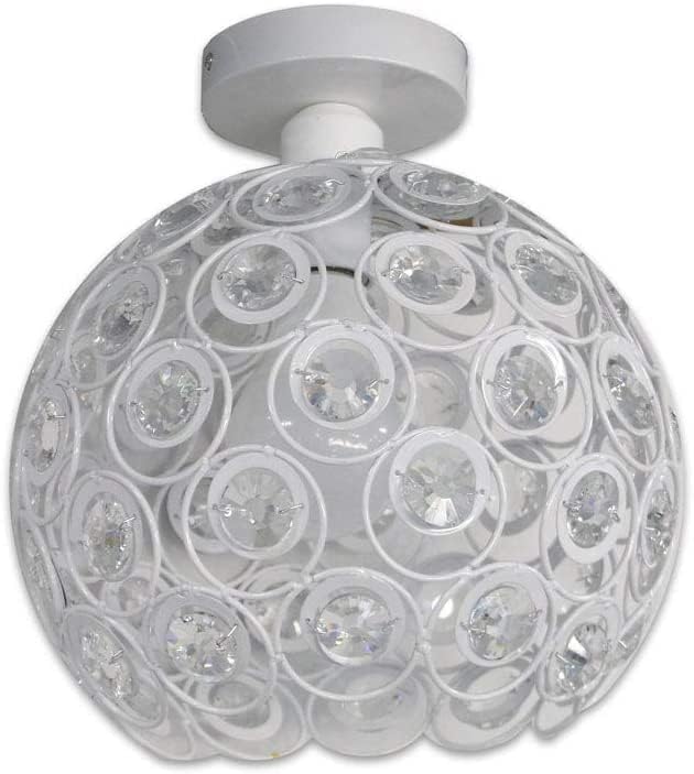 TEKHOME Lampadario da Soffitto a Sfera in Cristallo, Attacco E27, Nero e Bianco, Senza Lampadina, Stile Moderno, per Camera da Letto, Soggiorno, Corridoio, Ø28cm C23