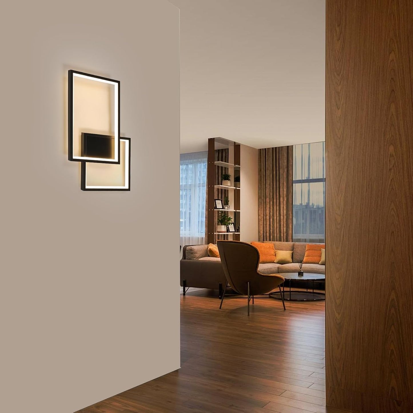 Applique LED Moderna 24W da Parete, CCT Switch 3000K/4000K/6500K, Lampada da Muro Design Geometrico per Soggiorno Camera Corridoio, IP20 – Serie AQ34