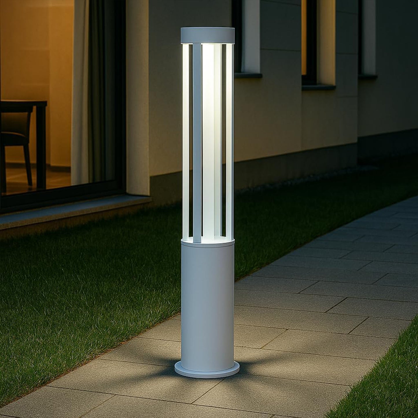 Lampada da giardino IP65 12W per esterno, bollard light in alluminio+vetro, 600lm, 3000K/4000K/6500K – Serie ES28