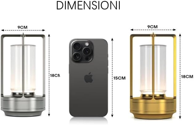 Lampada LED da Tavolo Ricaricabile 3W – Luce Portatile Touch con 3 Temperature di Colore, Batteria 2000mAh, Design Moderno in Alluminio e Acrilico – Uso Interno D37