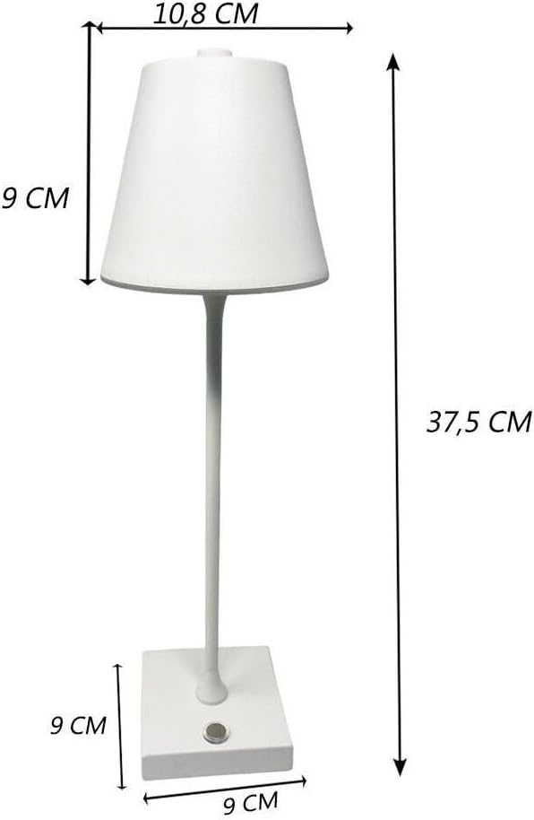 Lampada da Tavolo Ricaricabile LED  – Senza Fili, 3 Temperature di Colore, Dimmerabile Touch, USB, Moderna per Ristorante, Camera, Comodino D27-3C