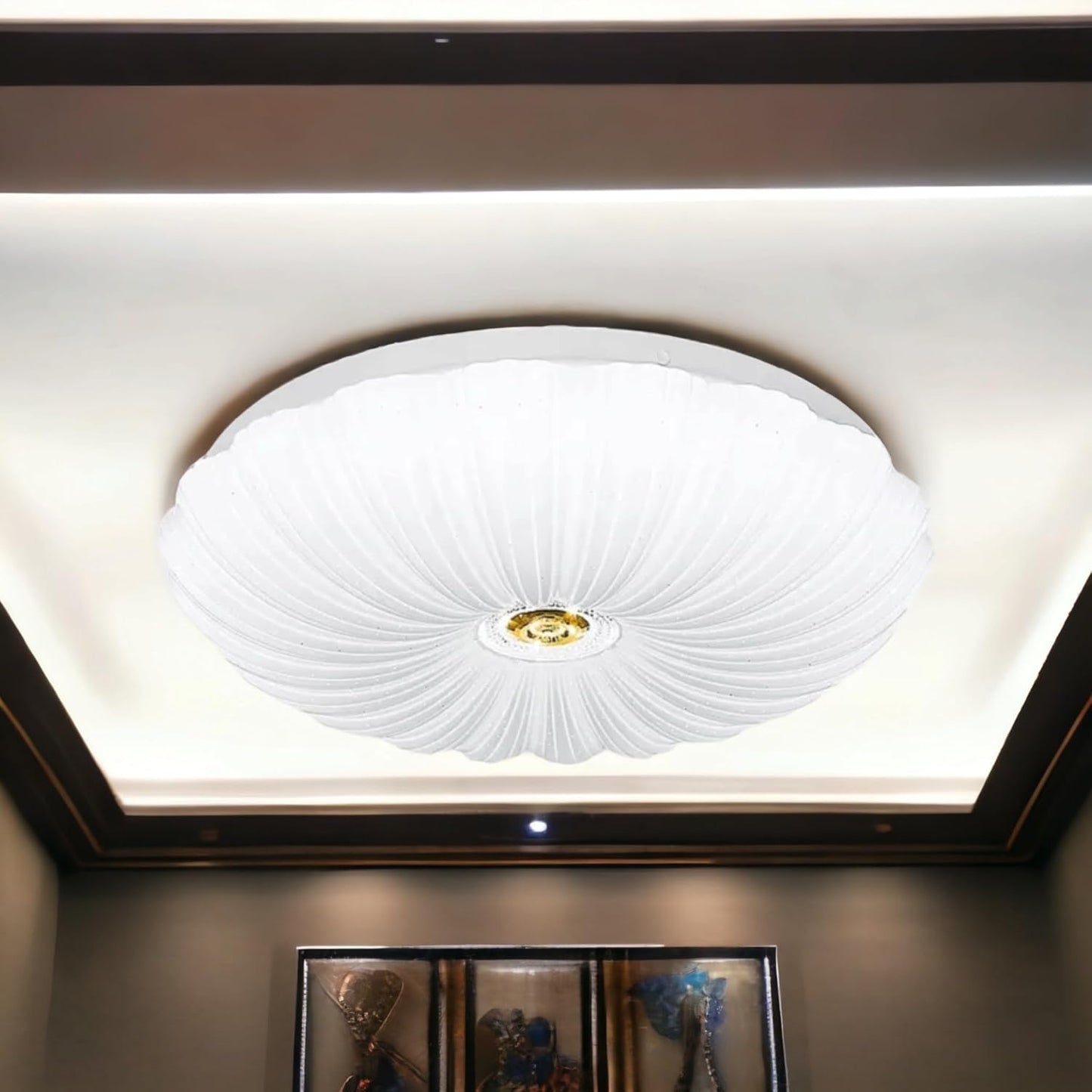 TEKHOME Plafoniera LED Soffitto Dimmerabile Ø48cm, 46W con Luce Calda/Naturale/Fredda, 3680LM, Design Elegante in PVC e Alluminio, per Camera da Letto, Salotto, Soggiorno – Modello C39-3C