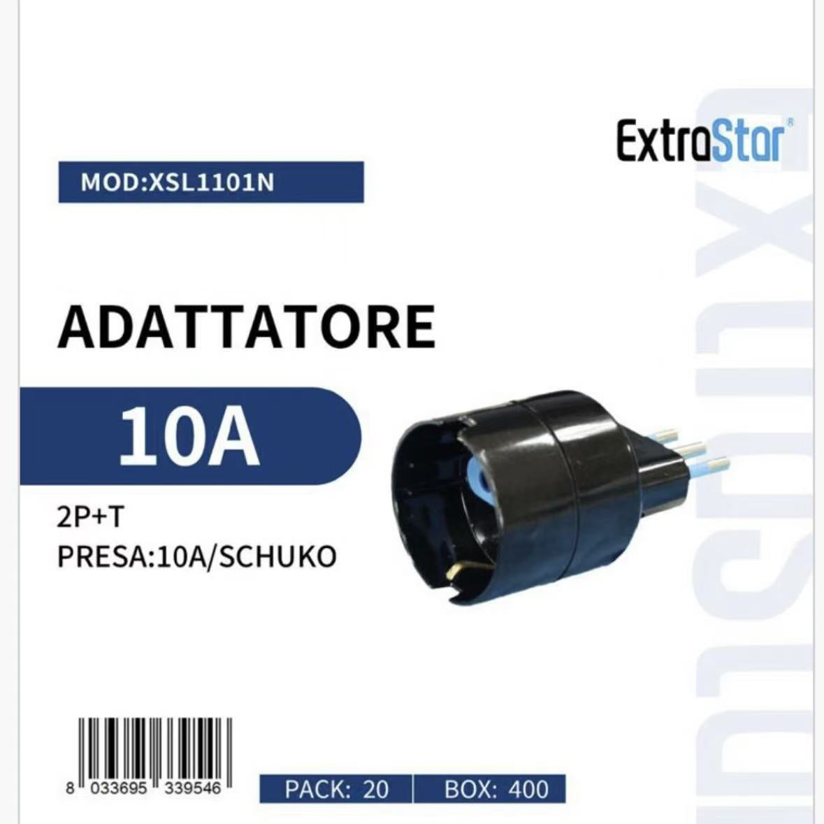 5 Pezzi –Adattatore Spina Schuko 10A 2P+T – Presa Schuko con Terra, Nero, Connettore Elettrico per Casa, Ufficio e Lampade – XSL1101N
