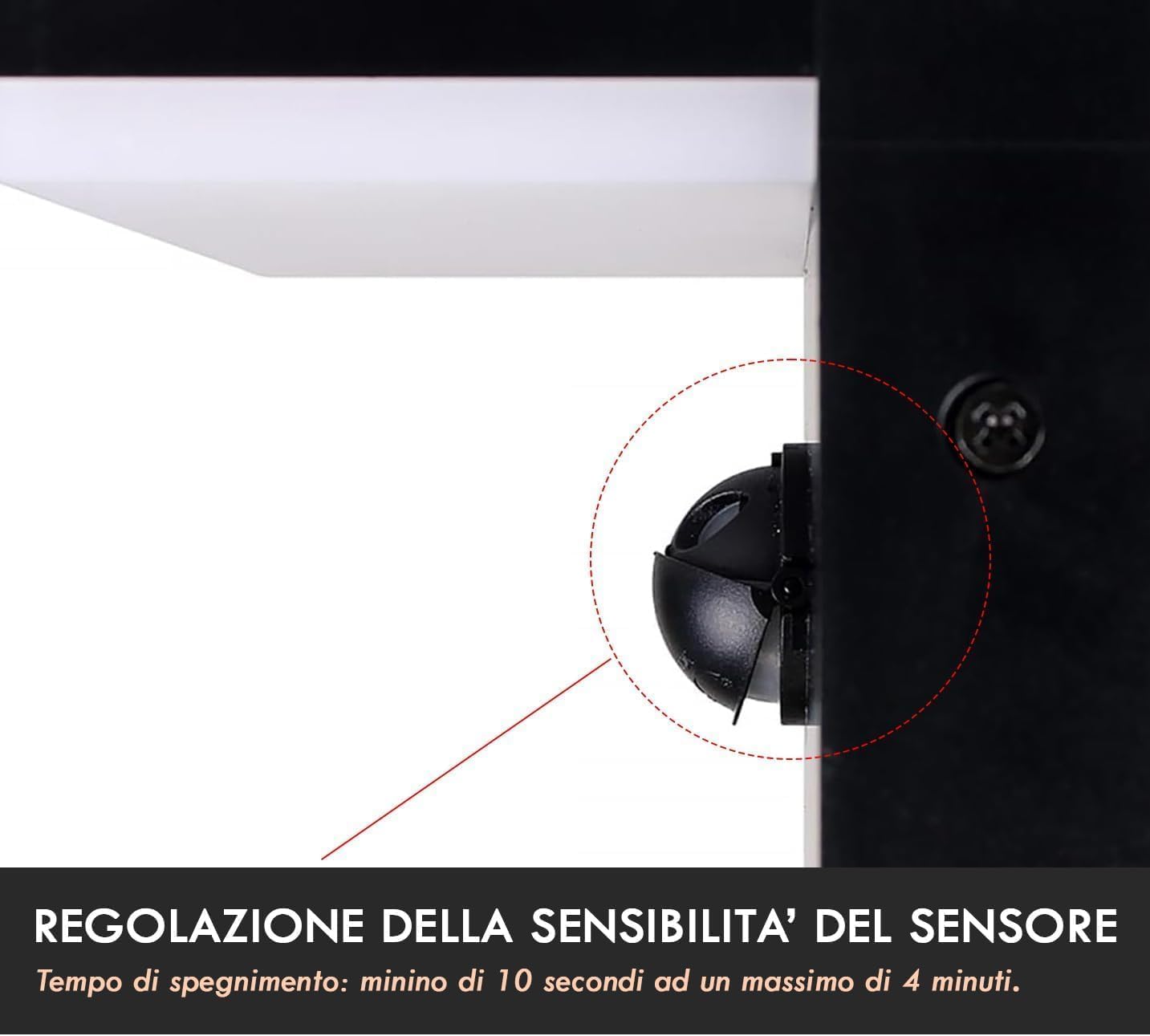 Applique LED da Esterno con Sensore di Movimento, 10W 1000LM CCT 2700K-6500K, Lampada da Parete Impermeabile Moderna in ABS+PC, per Giardino, Balcone e Ingresso – Bianco/Nero SS-ESA-01