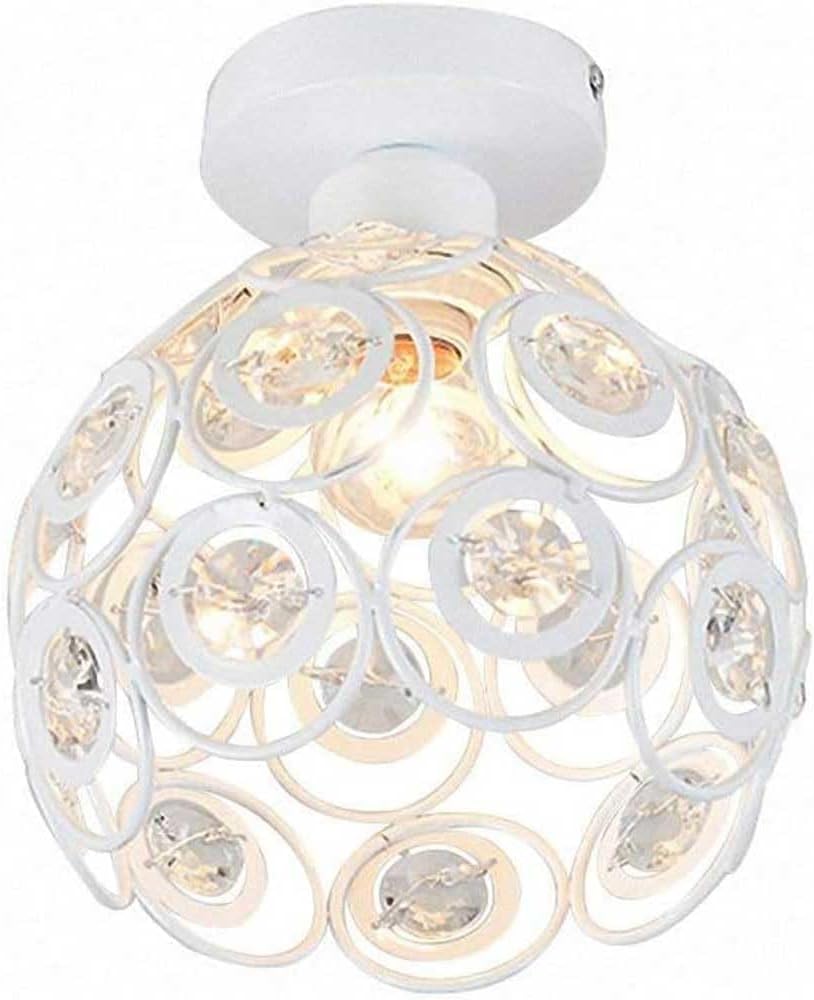 TEKHOME Lampadario da Soffitto a Sfera in Cristallo, Attacco E27, Nero e Bianco, Senza Lampadina, Stile Moderno, per Camera da Letto, Soggiorno, Corridoio, Ø28cm C23