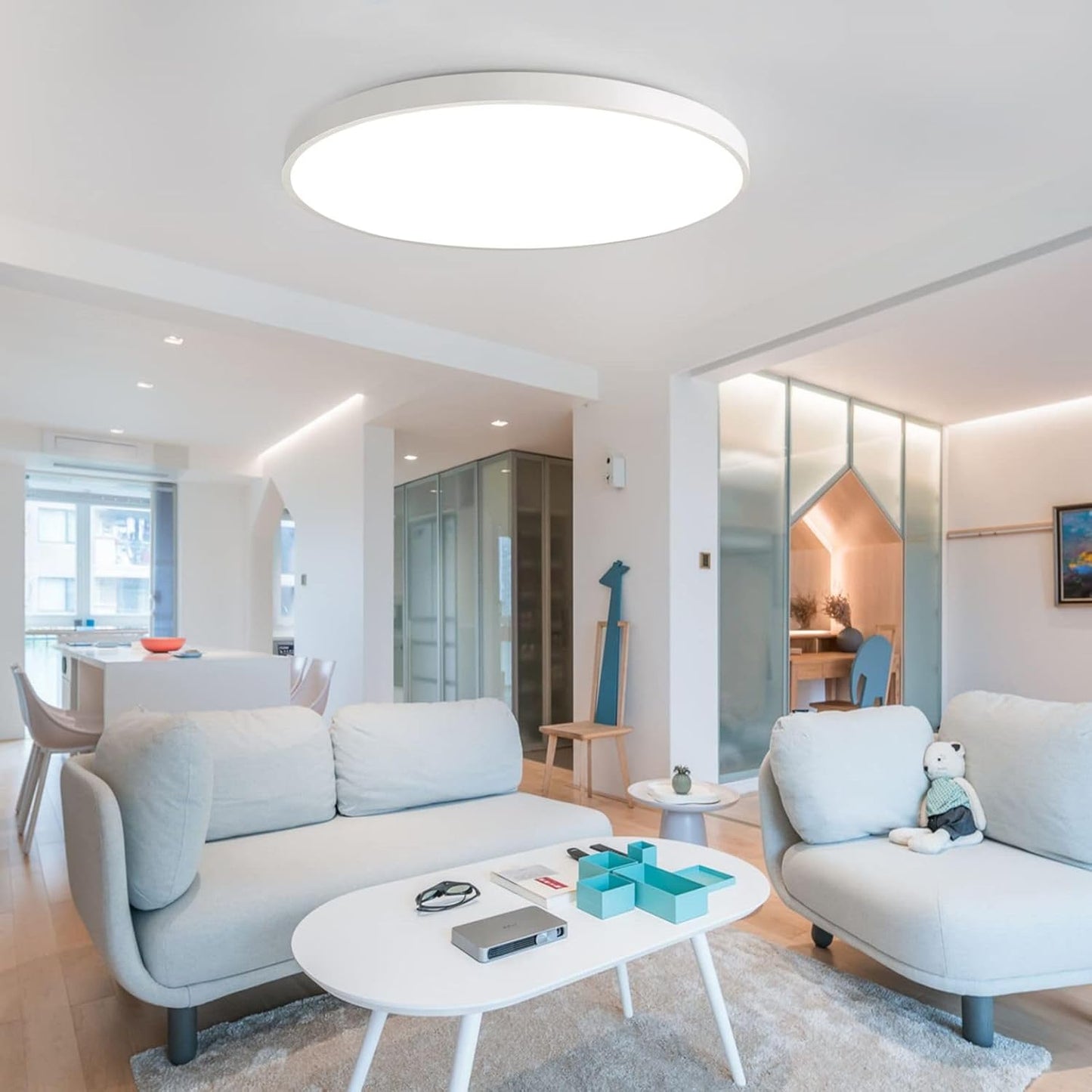 TEKHOME Plafoniera LED Soffitto 36/45W,3colore 3600/4950LM IP40 Impermeabile Rotonda Ø48/60CM Lampadario LED Moderna Luce Soffitto per Cameretta, Cucina, Soggiorno, Balcone -LV