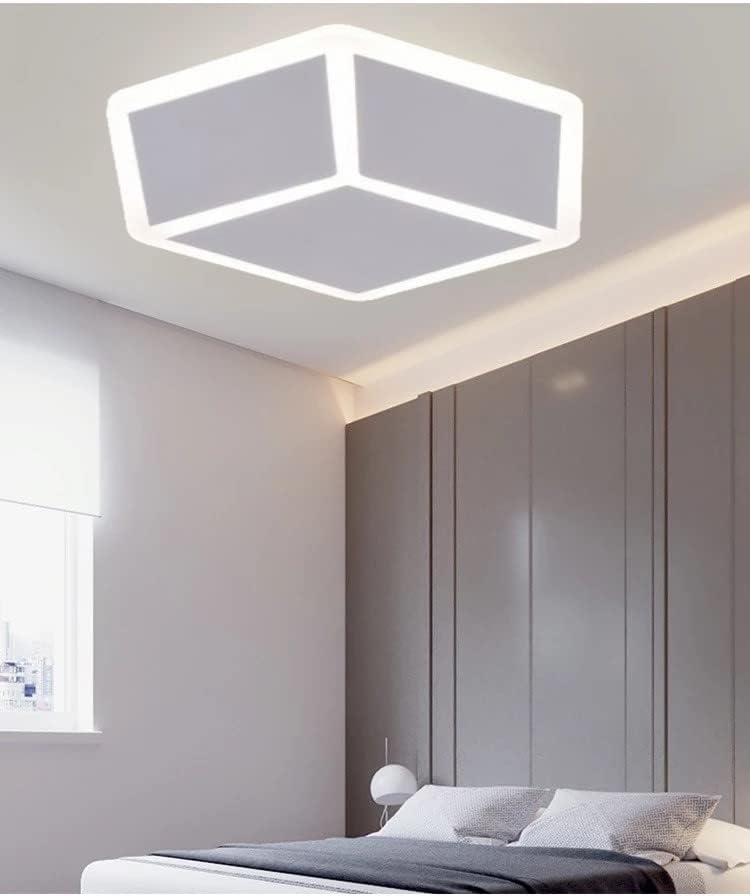 TEKHOME Plafoniera LED 3D Moderna 37W Dimmerabile con Telecomando, Luce Soffitto Geometrica a Forma di Cubo, 6500K-3000K, 2960LM, 50x57.5cm, Bianco, per Camera da Letto Soggiorno Corridoio C52-B3C