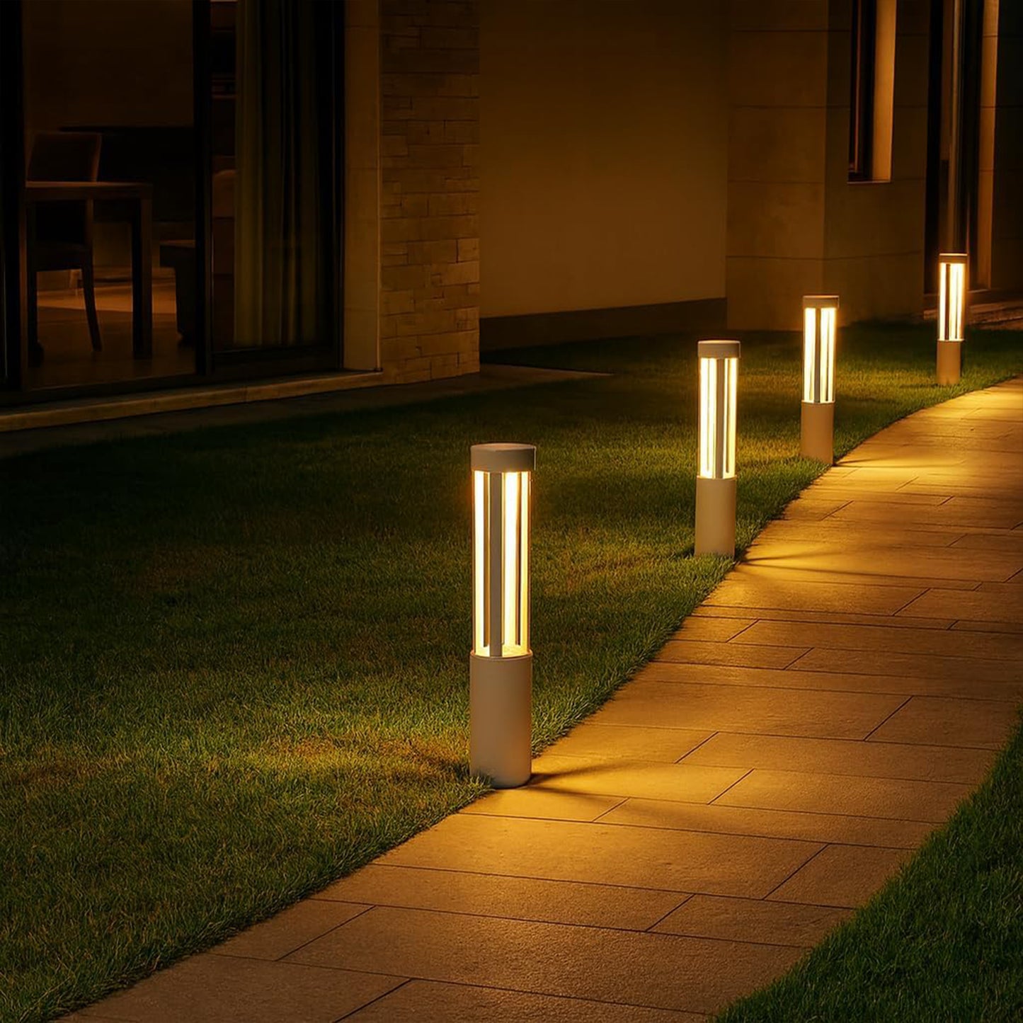 Lampada da giardino IP65 12W per esterno, bollard light in alluminio+vetro, 600lm, 3000K/4000K/6500K – Serie ES28