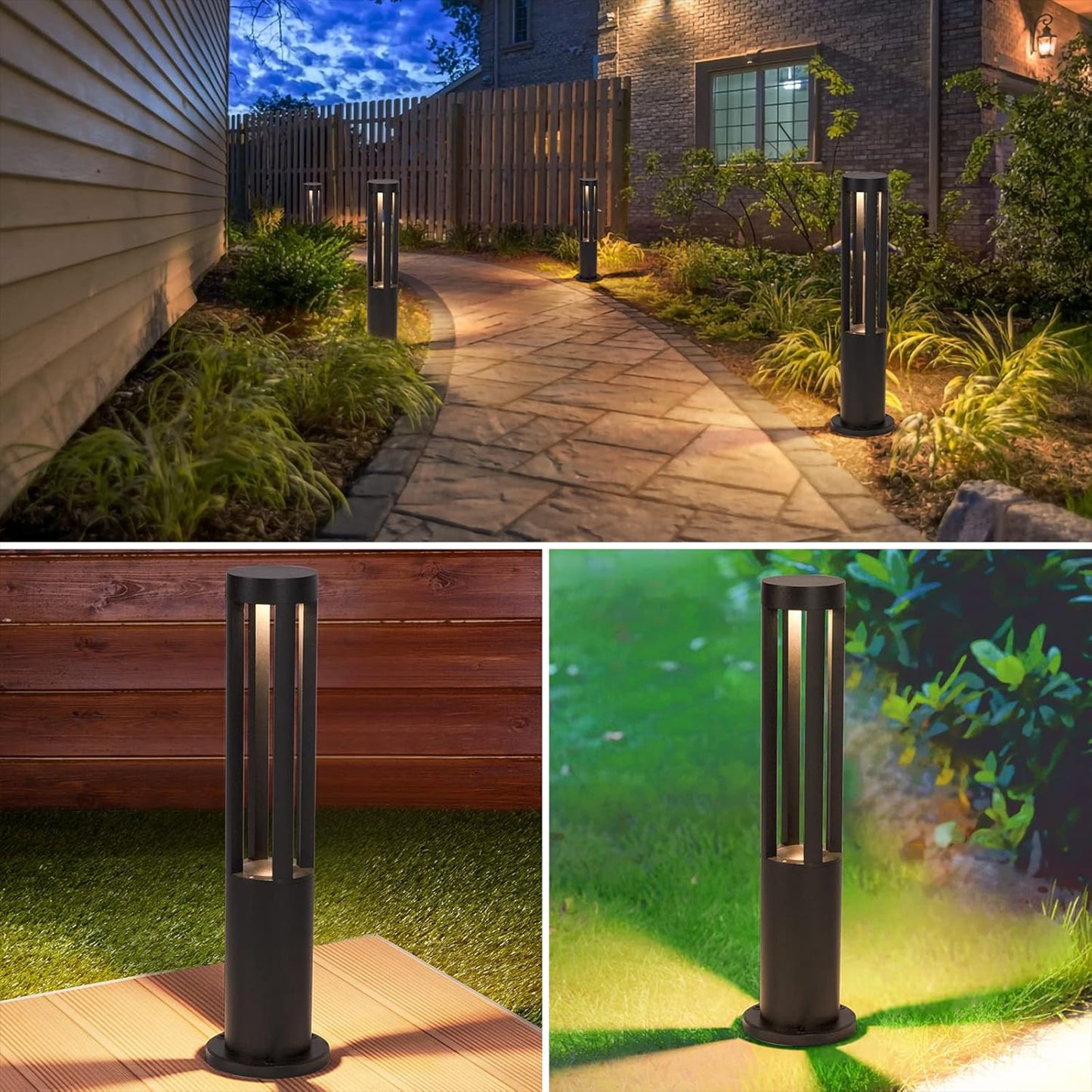 Lampada da giardino IP65 12W per esterno, bollard light in alluminio+vetro, 600lm, 3000K/4000K/6500K – Serie ES28
